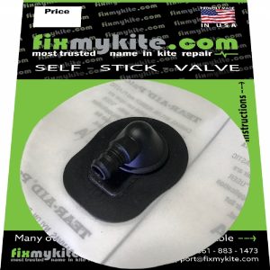 Fixmykite.com Universal 90-degree One Pump System Ventil auf einem 10cm /4inch Tear-Aid Patch